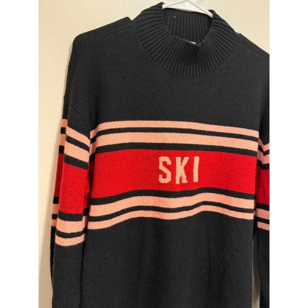 Loft Outlet Womens Black Striped SKI Mock Neck Sweater M NWT Preppy Vacation